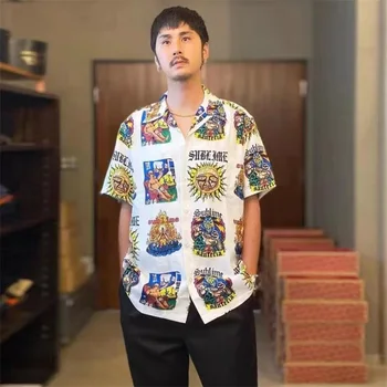Нова риза WACKO MARIA Sunflower за мъже и жени, хавайски ризи висше качество 1: 1, тениска, дрехи 3