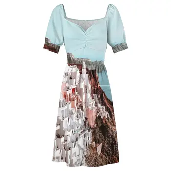 Нова рокля без ръкави, Santorini, Гърция, Фира, лятно женствена рокля 2023, винтажное рокля 3