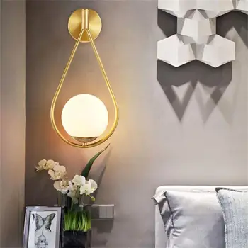Скандинавски Творчески Луксозна Стъклена топка Led, с монтиран на стената лампа За дневна Метален Модерен Минималистичен Нощни монтиран на стената лампа за спални осветителни Тела 3