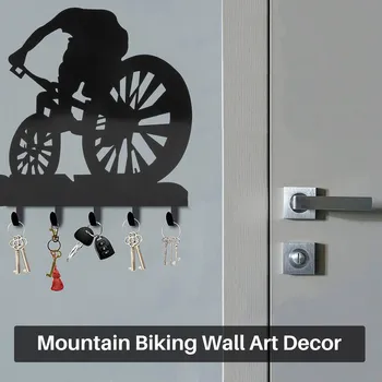 Стойка за екипировка за планински велосипеди, метален декор на стените, стенно изкуство за планински велосипеди, стикер на стената със силует на мотора, резбовани черна стойка 3