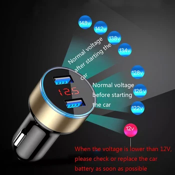 Цифрова зарядно за кола за телефон Бързо зареждане на Адаптер за зарядно за кола с два usb Аксесоари за Автомобили 3