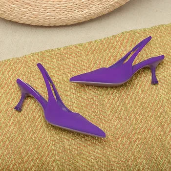 престижна лилави сандали от еластична прежда, дамски летни обувки на висок ток с остър пръсти, дамски джапанки-гладиатори, sandalias mujer 3