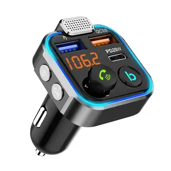 1/2/3ШТ Автомобил Bluetooth версия 5.0 FM трансмитер Автомобилен MP3 плейър Голям Двоен микрофон USB бързо зарядно устройство QC3.0 PD20W Автомобилна електроника 4