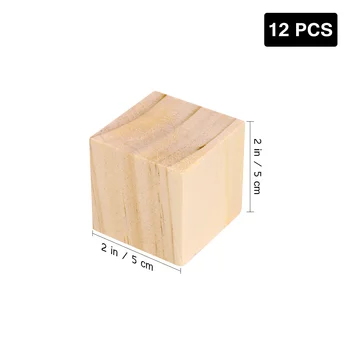 12 бр. дървени кубчета, квадратни блокове от дърво, естествени непълни дървени блокчета, квадратни, брезови блокове за производството на пъзели и занаяти собствените си ръце, 4