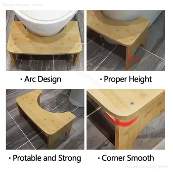 1бр Практичен Детски Бамбуков стол за тоалетната чиния за възрастни, Тежки Подвижни Мебели С-образна форма, удобна за 35 градуса. 4