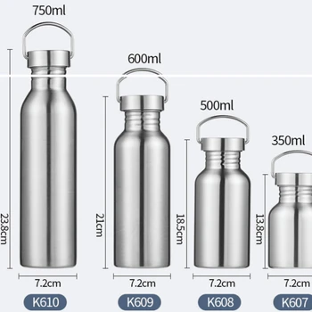 350 мл / 750 мл Велосипедна бутилка за вода за къмпинг, Велосипедна спортна бутилка за вода от неръждаема стомана, Преносима Метална спортна чаша за напитки 4