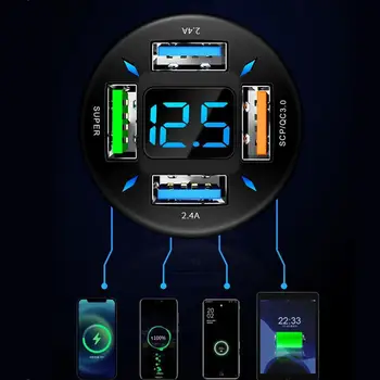 4 порта Usb зареждане за кола с мощност 60 W, бързо мини-зареждане на 11 адаптер за зарядно устройство за мобилни телефони в колата P3a8 4