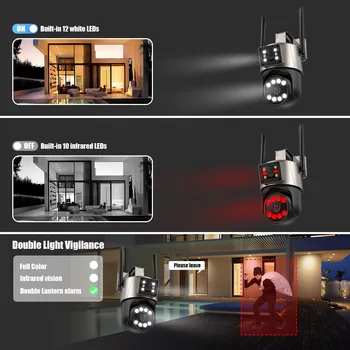 8-Мегапикселова IP Камера 4K Wifi Външна Камера С Двойна Леща и 8-кратно Увеличение Ai Human Detect Auto Tracking Wifi Камера ICSEE за Видеонаблюдение на PTZ 4
