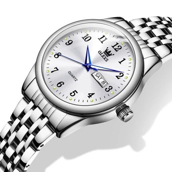 OLEVS Луксозни кварцови часовници за жени Елегантни часовници е от неръждаема стомана Светлинен водоустойчив ръчен часовник с дата на седмица Дамски часовници за рокли 4