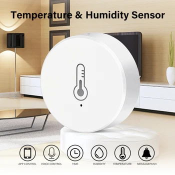 Sasha Zigbee 3.0 Сензор за температура и влажност на Приложението Smart Home Life Наблюдение в реално време на Работа обвързани със собствените си ръце с Алекса Google Home 4