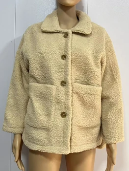 Дамско яке, новост в корейската версия на мода, елегантни есенно-зимни топли палта, блузи с отворотами за пътуване до работа, градинска дамски дрехи 4