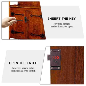 Заключване за кабинет Мебелен катинар и ключ Реколта брави за шкафове с ключове Болт за чекмеджета, Ключалки за шкафове с ключове 4