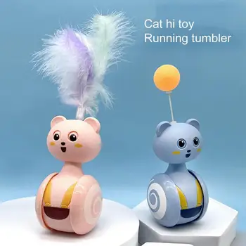 Интерактивна играчка-котка от пера с въртяща се топка, забавен домашен любимец Bumbler за безкрайно забавление 4