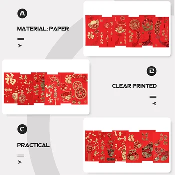 Коледни червени пликове Хунбао с червен джоб на Нова година, рожден Ден на пролетния фестивал, Сватбата на червени подарък пликове за пари 4