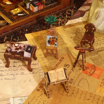 Комплекти вложки за дървени рафтове в усамотен ъгъл на Миниатюрни книги Библиотека Стелажи за книги на Светата Църква Куклени къщи bookshelf Занаяти, изработени ръчно изработени подаръци 4