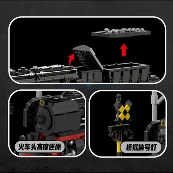 Модел на влака BR01 MOC DK80016, имитация на парни локомотиви, Пътни блокове, Трамвай транспорт, Образователни тухли, Подаръчен комплект играчки за момчета 4