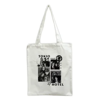 Мультяшные Еко-торбички за пазаруване Tokio Hotel, Дамски чанти за многократна употреба-тоут За жени, Безплатна доставка, пазарска Чанта през рамо 4