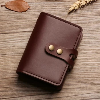 Мъжка кожена чанта за карти с Голям капацитет, ретро противоугонный калъф за банкови кредитни карти, прозрачен чантата си за визитки 4