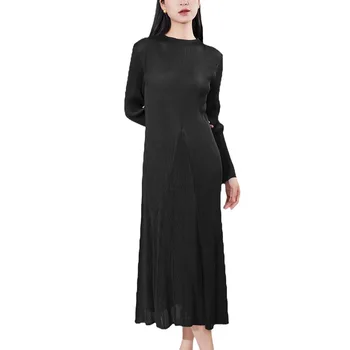 Оригинално Плиссированное рокля Miyake, Есен Дамско Дизайнерско рокля Sense, Малка Черна рокля Големи размери, Дамски пола трапецовидна форма 4