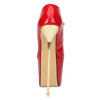 Пикантен дамски обувки на платформа на екстремно високи токчета 22 см, големи размери 44 45, Луксозни дамски обувки-лодка на ток с кръгла пръсти, дамски обувки за стриптийз 4