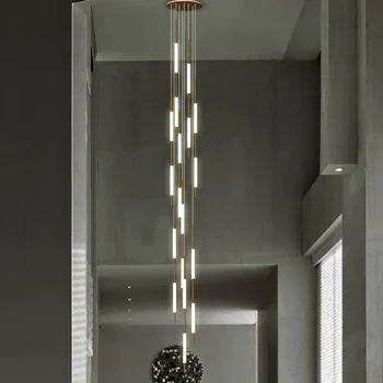 Полилей в стил минимализъм, led таван, висящи лампи за вили в тавана 2023 Дизайнерска лампа, подвесная полилей за дългата стълба в скандинавски стил, модерна 4