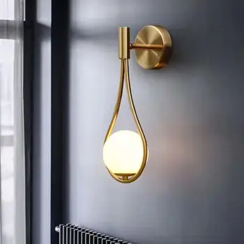 Скандинавски Творчески Луксозна Стъклена топка Led, с монтиран на стената лампа За дневна Метален Модерен Минималистичен Нощни монтиран на стената лампа за спални осветителни Тела 4