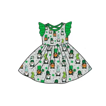 Хит на продажбите, рокля St. Паркър за момичета с принтом централи, зелено малка рокля с цветове, с дълъг ръкав, детски празнична облекло 4