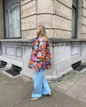 Цветна naka яке в стил бохо, дамски стеганая яке с набори около врата и дълъг ръкав, дамски есен-зима топло яке, палто дамско 4