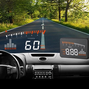 Централният дисплей X5 Car HUD OBD II система за предупреждение за превишаване на скоростта, проекторът на предното стъкло, автоматична електронна аларма напрежение 4