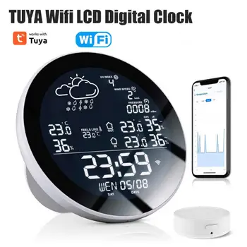 LCD цифров часовник Мултифункционален цифров сензор Sasha Календар на Hristo Wifi Умен термометър метеорологичната станция за smart home Влагомер 5
