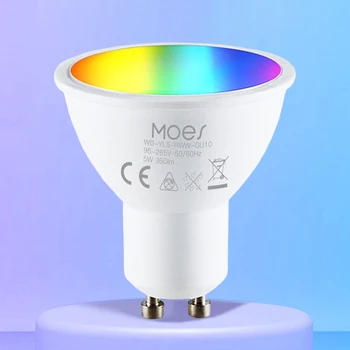 MoesHouse Smart LED Лампа 400LM GU10 Електрическа Крушка Wi-Fi На 2,4 Ghz се Работи с Алекса Google Assistant RGB, с Променящ се Цвят, Лампа с регулируема яркост 5