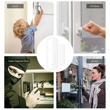 Sasha WiFi / ZigBee Сензор за отваряне на врати, детектори за затваряне на врати Приложение Smart Life крадец алармена Система за дома за Алекса 5