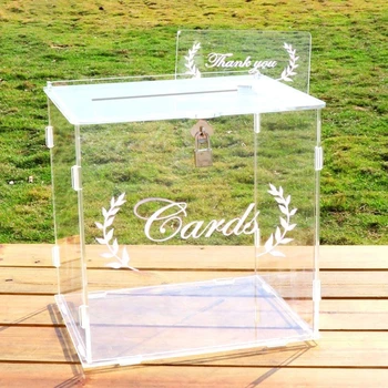 Акрилна Кутия за Картички за Сватба Прием Прозрачна Кутия За пощенски Картички с Ключалка Кутия За Подарък Карти на Притежателя на Паричния Кутия за Юбилей Прием 5