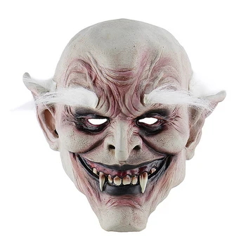Белобровый Стария Демон Ужасен Хелоуин Маска На Дявола Вампир Духове Къща Зъл Убиец На Карнавалните Костюми 5