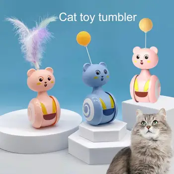 Интерактивна играчка-котка от пера с въртяща се топка, забавен домашен любимец Bumbler за безкрайно забавление 5