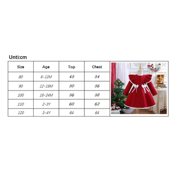 Коледна рокля трапецовидна форма за по-малките момичета с лък, бебешка рокля-опаковка в контрастен цвят с ръкави-мухите и кръгло деколте, рокля-пакет за абитуриентски бал 5