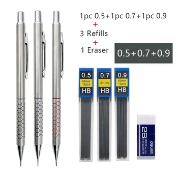 Метални 0,7 Студентски художествени моливи 0,5 Дизайн молив за писане Неръждаема Автоматична 5 бр./компл. Стомана 0,9 мм Ръчна 0,3 Фигура 5