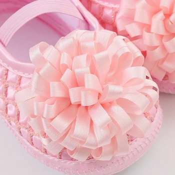 Обувки на принцеса за момиченца и превръзка на главата с цветна лента Mary Jane върху плоска подметка, модел обувки за новородени деца 5