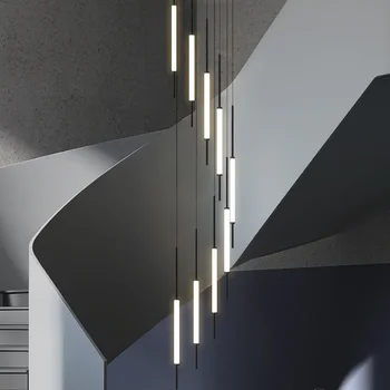 Полилей в стил минимализъм, led таван, висящи лампи за вили в тавана 2023 Дизайнерска лампа, подвесная полилей за дългата стълба в скандинавски стил, модерна 5