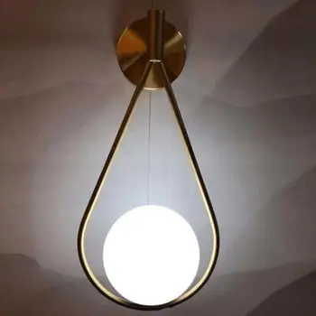 Скандинавски Творчески Луксозна Стъклена топка Led, с монтиран на стената лампа За дневна Метален Модерен Минималистичен Нощни монтиран на стената лампа за спални осветителни Тела 5
