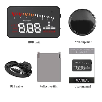 Централният дисплей X5 Car HUD OBD II система за предупреждение за превишаване на скоростта, проекторът на предното стъкло, автоматична електронна аларма напрежение 5
