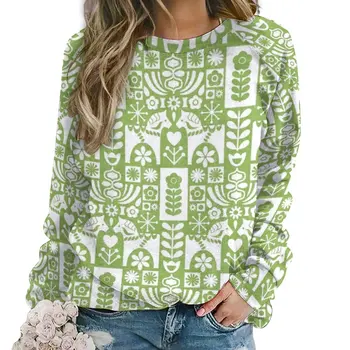 Шведското народно изкуство-Зелени блузи с качулка, Женски пуловер, hoody с качулка за момичета, Градинска ежедневни модни дрехи, Шведската народна мода средата на XIX век 5