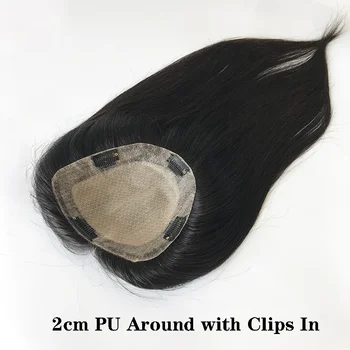 коприна topper от човешки косъм, размер 6x6 см с 2 см с антиоксидантна полиуретанова боя покритие около топпера от естествени човешки Права коса за жени 5