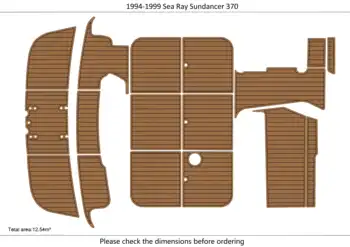 1994-1999 Накладки за платформа за плуване в кокпите Searay Sundancer 370 6 мм от тиково дърво