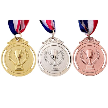 2-инчов златен, сребърен, бронзов медал с лента за врата, медал за победител за детски учебен спортно събитие