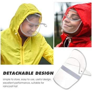 Сменяем защитен калъф за лице и водоустойчив шапка, дъждобран, Пластмасова козирка пончо 2
